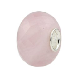 Charms fasetowany naturalny kamień - różowy kryształ, srebro 925