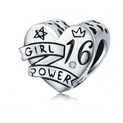 Charms 16 urodziny księżniczki girl power, srebro 925