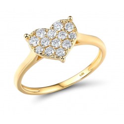 Zaręczynowy złoty pierścionek brylantowe serce, złoto 585, diamenty 0,40ct
