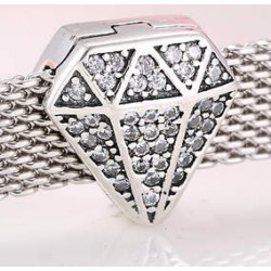 Charms diament pave płaski do bransoletek modułowych typu płaskiego mesh