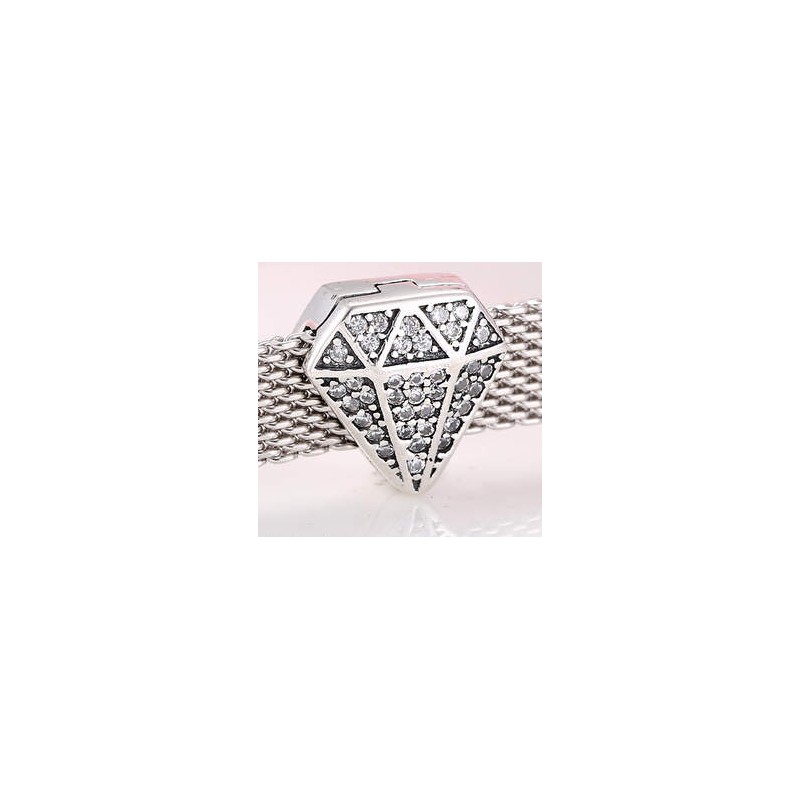 Charms diament pave płaski do bransoletek modułowych typu płaskiego mesh