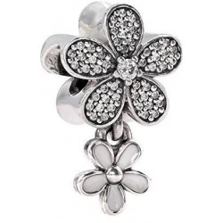 Zawieszka charms koralik kwiaty pierwiosnki srebro 925, cyrkonia sześcienna