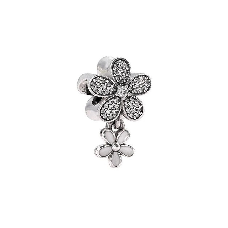 Zawieszka charms koralik kwiaty pierwiosnki srebro 925, cyrkonia sześcienna