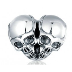 Charms do bransoletek modułowych dwie czaszki serce, srebro 925