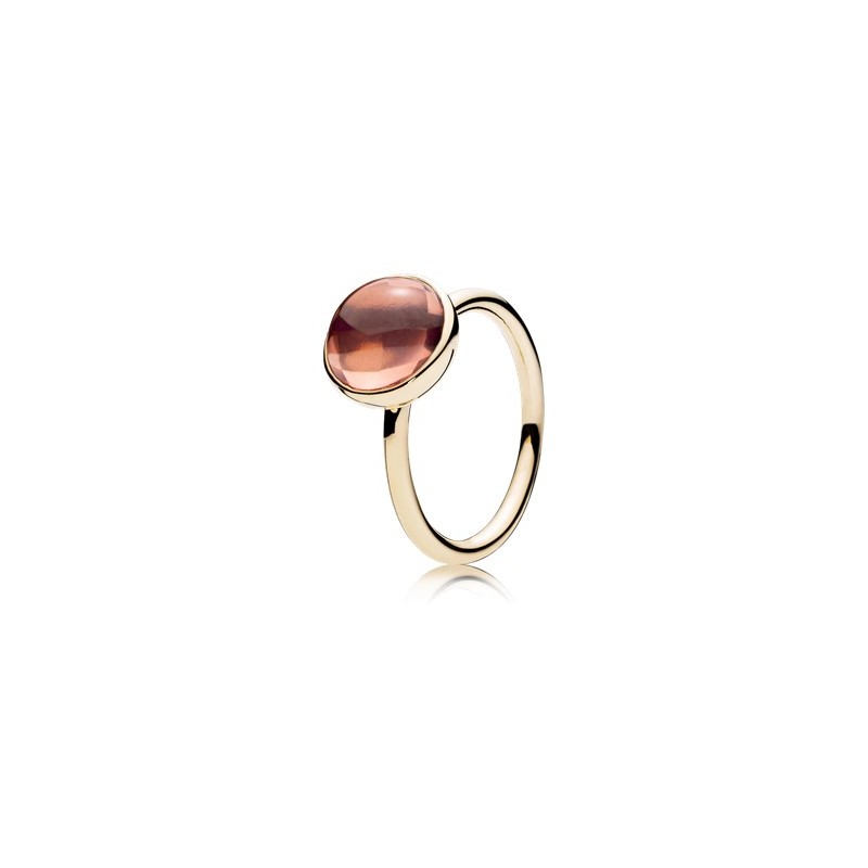 Złoty pierścionek Pandora 150185NBP, 14 złoto, jasnoróżowy kryształ Poetic Droplet Ring
