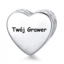Charms personalizowany serce + twój grawer, srebro 925 koralik personalizowany