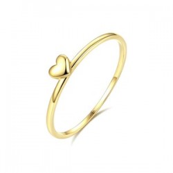 Delikatny złoty 14k pierścionek polerowane serce, żółte złoto 585