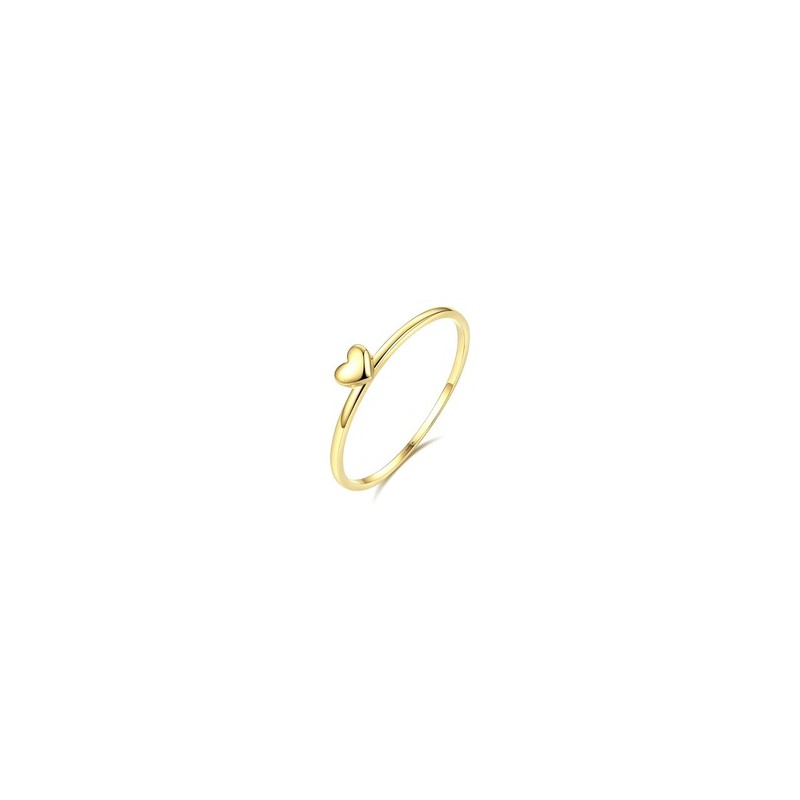 Delikatny złoty 14k pierścionek polerowane serce, żółte złoto 585