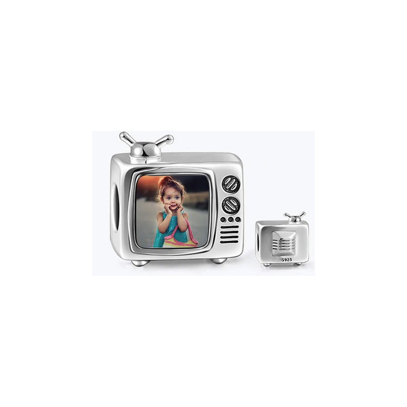Charms personalizowany ze zdjęciem telewizor, srebro 925