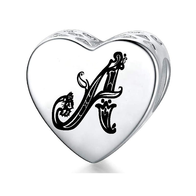 Charms personalizowany serce + grawer monogram, srebro 925