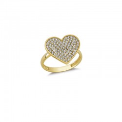 Złoty 14k pierścionek wielkie serce, złoto 585, cyrkonia sześcienna