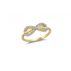 Złoty 14k pierścionek infinity - lśniąca nieskończoność, złoto 585, cyrkonia sześcienna