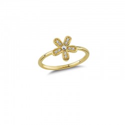 Złoty 14k pierścionek lśniąca stokrotka pave, złoto 585, cyrkonia sześcienna