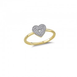Złoty 14k pierścionek serce w sercu, złoto 585, cyrkonia sześcienna
