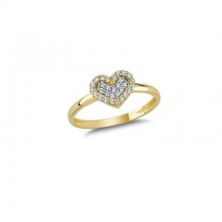 Złoty 14k pierścionek heart pave shine, złoto 585, cyrkonia sześcienna