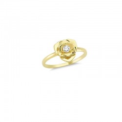 Złoty 14k pierścionek zaręczynowy zachwycająca róża, złoto 585, cyrkonia sześcienna