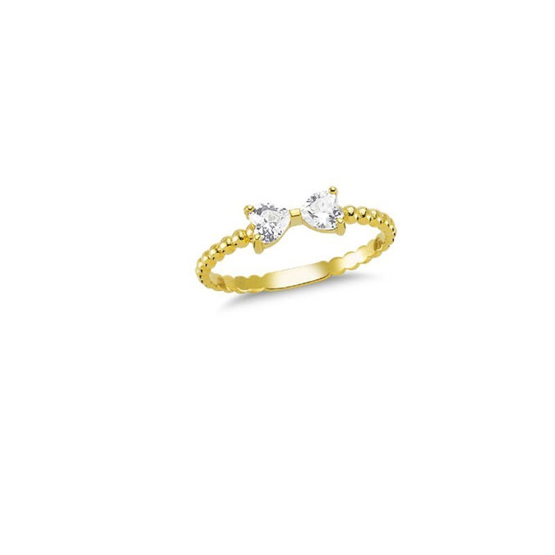 Złoty 14k pierścionek lśniąca kokarda, złoto 585, cyrkonia sześcienna