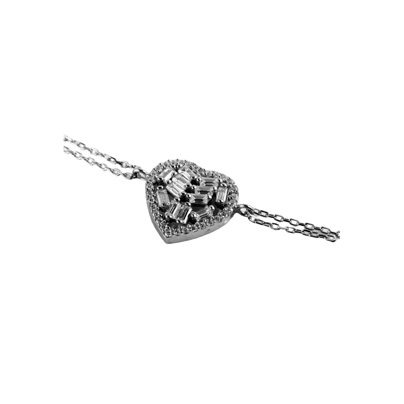 Bransoletka serce rzeźbiony szyk, srebro 925, cyrkonia sześcienna, regulowana celebrytka