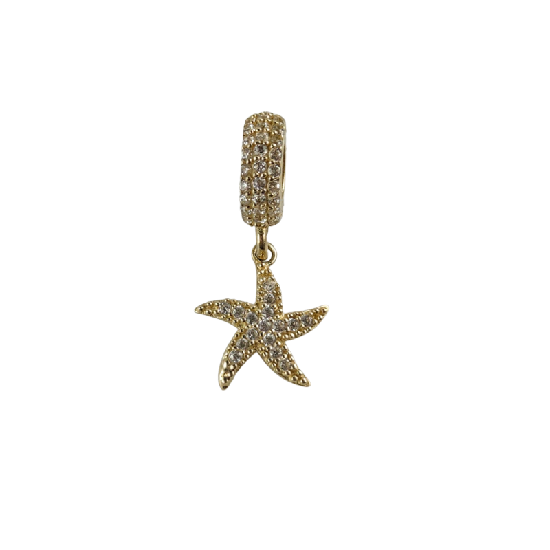 Złota 14k olśniewająca rozgwiazda, charms złoto 585, cyrkonia sześcienna