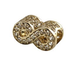 Złoty 14k charms infinity - znak nieskończoności pave, złoto 585, cyrkonia sześcienna