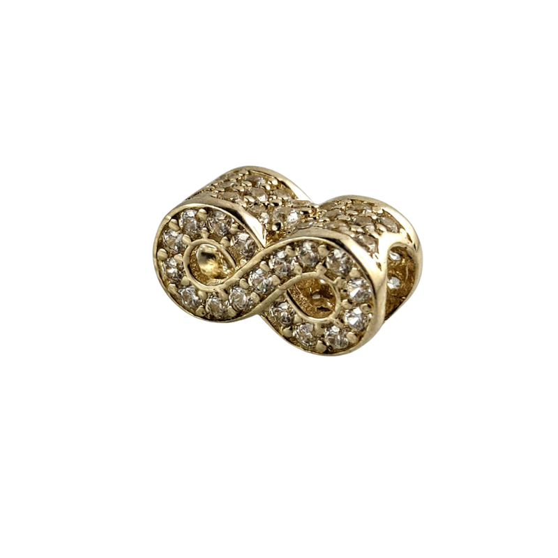 Złoty 14k charms infinity - znak nieskończoności pave, złoto 585, cyrkonia sześcienna