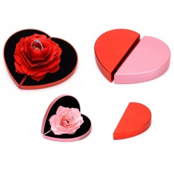Eleganckie pudełko na pierścionek zaręczynowy serce kwiat róży, różne kolory