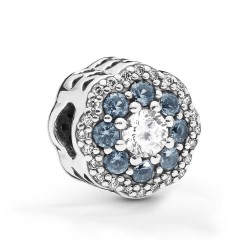 Charms błyszczący kwiat niebieski cyrkonia sześcienna srebro 925