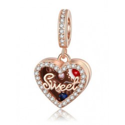 Srebrny charms - sweet heart - otwierane serce, srebro 925, pozłacany