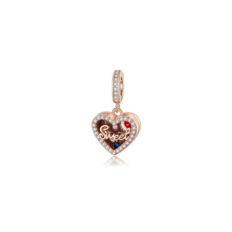Srebrny charms - sweet heart - otwierane serce, srebro 925, pozłacany