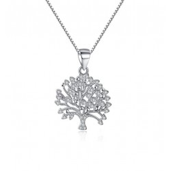 Naszyjnik kryształowe drzewo życia, łańcuszek kostka 45cm, srebro 925, kryształ