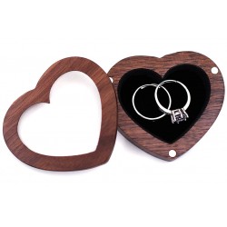 Pudełko serce z drewna orzechowego na zaręczyny, ślub