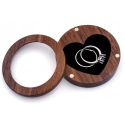 Pudełko okrągłe, tacka z drewna orzechowego na zarączyny, ślub