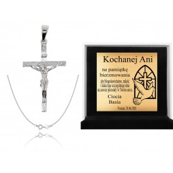Naszyjnik - łańcuszek i krzyż z Jezusem srebro 925 + grawer, komunia, chrzest, bierzmowanie