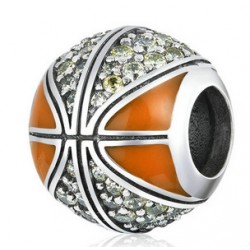 Charms piłka do koszykówki, srebro 925, cyrkonia sześcienna, beads do bransoletek