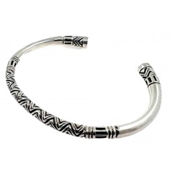 Męska ciężka kuta bransoleta bangle - sztywna węzeł celtycki, srebro 925, elegancka