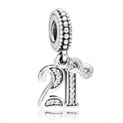 Charms urodziny 21 srebro 925 zawieszka nieskończoność rocznica, cyrkonia sześcienna