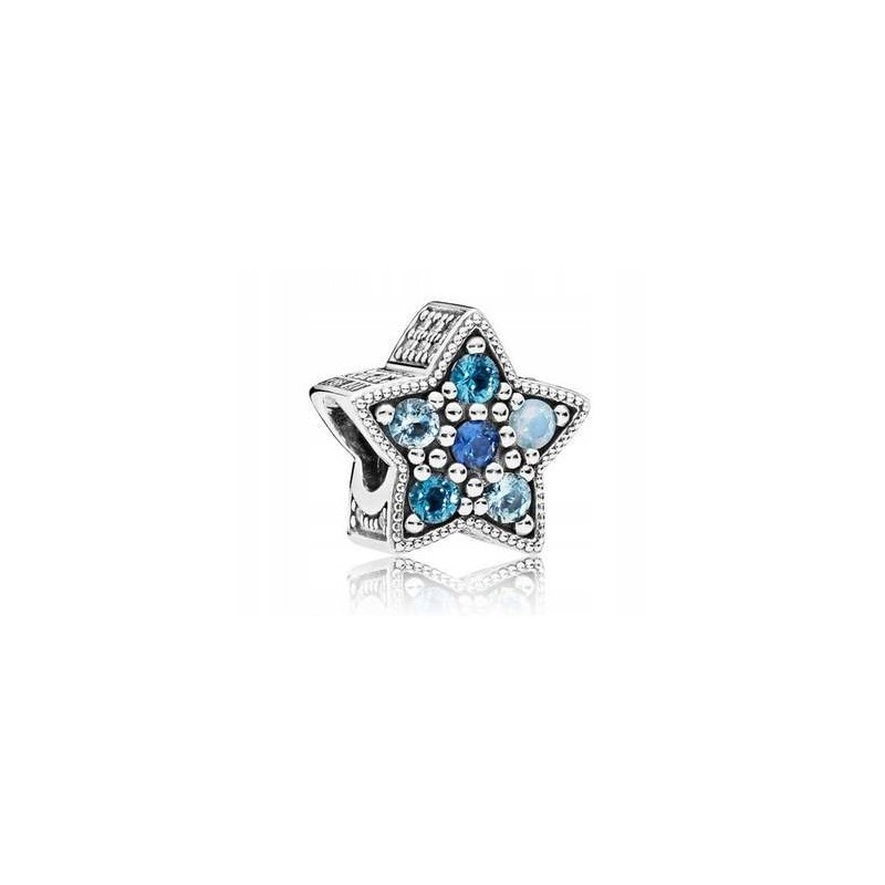 Beads koralik charms niebieska gwiazda srebro 925