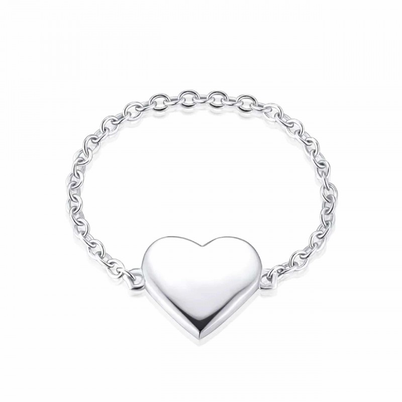 Pierścionek na łańcuszku z sercem - serce + grawer, srebro 925