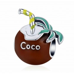 Charms wakacyjny drink kokos, srebro 925, emaliowany