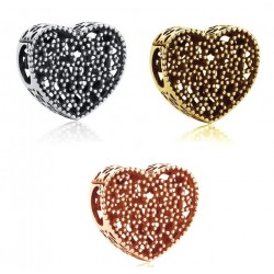 Charms ażurowe serce vintage na prezent na walentynki, srebro 925, srebrny, rose gold, złoty