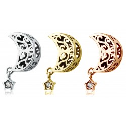 Charms księżyc i ruchoma gwiazdka w promocji na walentynki, srebro 925, srebrny, rose gold, złoty