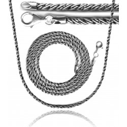 Łańcuszek gruby łańcuch naszyjnik unikatowy splot Torchion torsion 3mm , srebro 925 unisex