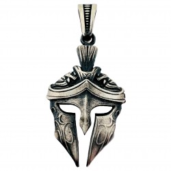 Męski naszyjnik lub wisiorek grecki hełm gladiatora - spartańska maska wojownika, srebro 925