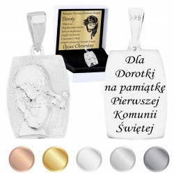 Medalik lub naszyjnik dla dziewczynki na pamiątkę komunii, chrztu + grawer gratis, srebro 925 lub złoto 333, 585, 750