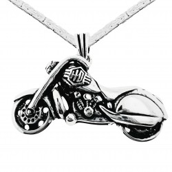 Męski naszyjnik lub zawieszka - duży motor Harley, oksydowane srebro 925, 15g