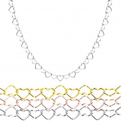 Łańcuszek damski - naszyjnik z połączonych serc - serca 3,5mm, srebro 925, srebrny lub pozłacany, różne długości