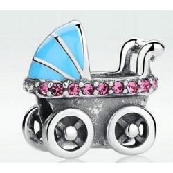 Charms koralik wózek dziecięcy srebro 925 emaliowany