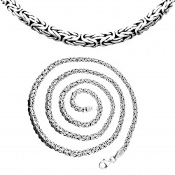 Nowy splot - łańcuszek łańcuch męski splot królewski bizantyjski płaski 4x1,5mm ciężki, srebro 925