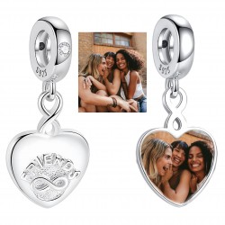 Charms lub zawieszka na łańcuszek personalizowana serce przyjaciele na zawsze + Twoje zdjęcie, srebro 925