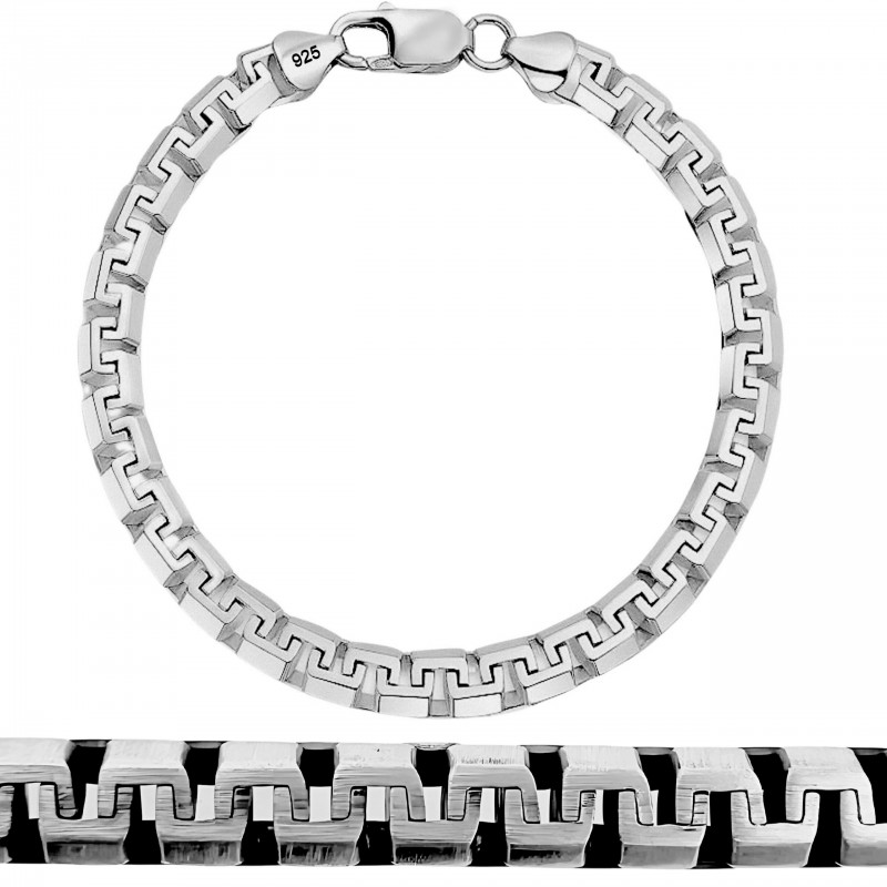 Customowa ok 20g bransoleta męska ogniwa franco square 6mm, satynowane srebro 925